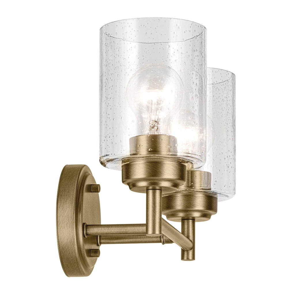 Applique WINSLOW industriale ottone 2 luci vetro Kichler