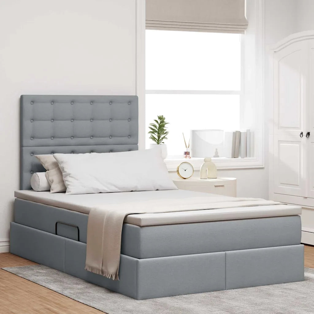 Letto con contenitore e materasso Grigio chiaro 120 x 190 cm 3371892