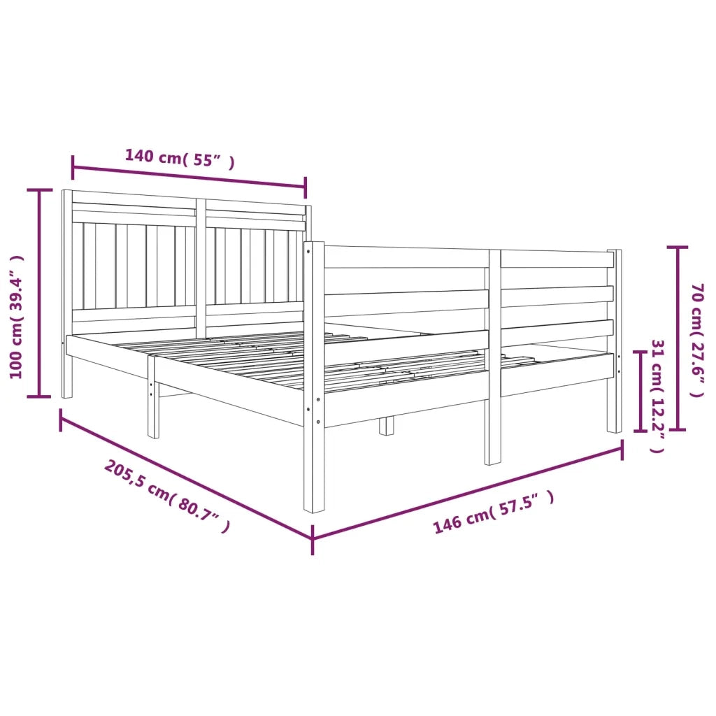 Giroletto-Struttura Letto Bianco in Legno Massello 140x200 cm 819202