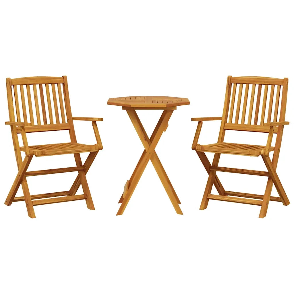 Set Bistrò Pieghevole 3pz in Legno Massello di Acacia 3295250