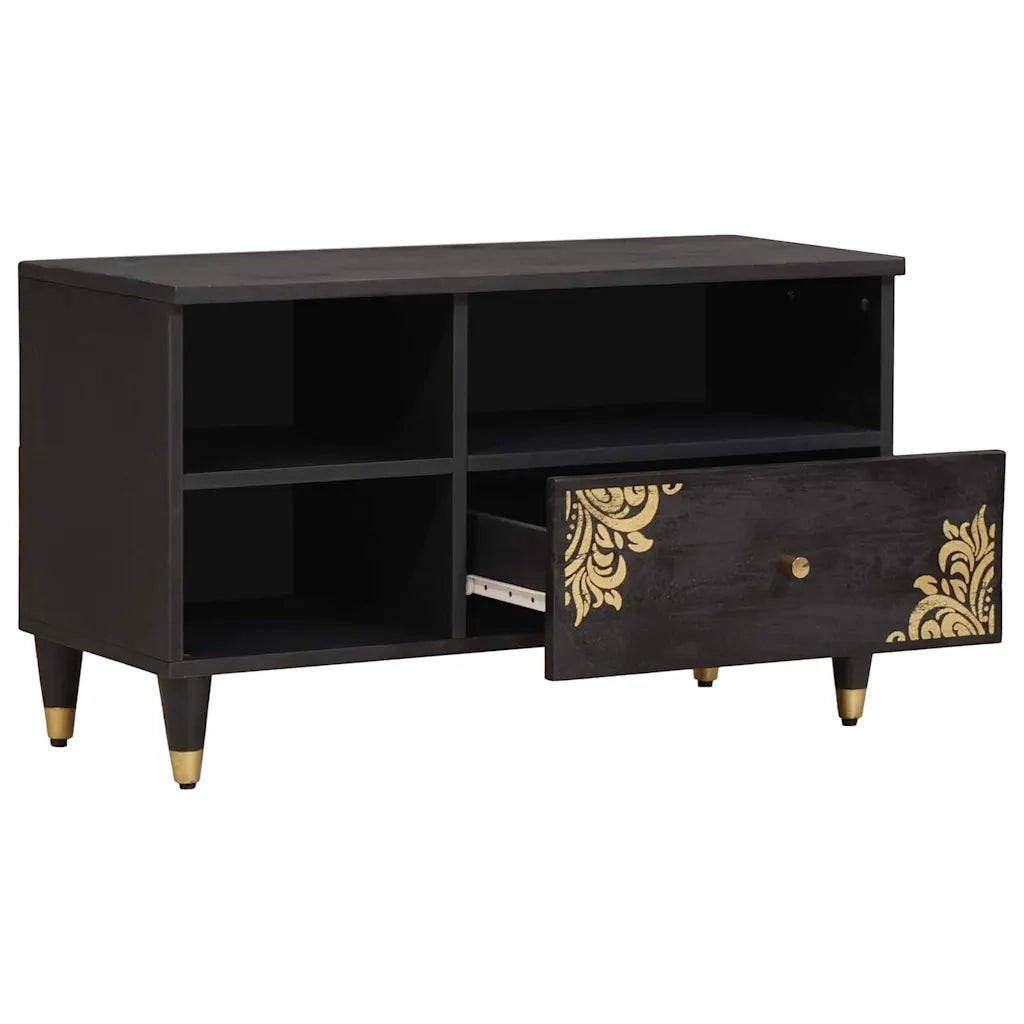 Mobile TV-Credenza per TV-Console TV Nero 80 x 33 x 46 cm Legno di mango massello 937769