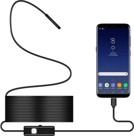 Telecamera Endoscopica per Smartphone 3 in 1 con Cavo di 2M LED di Ispezione IP67 Impermeabile Bore Scope Camera per Windows Android Mac Flessibile
