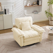 Poltrona girevole 360° oversize in ciniglia beige con cuscino di supporto HOMVRA