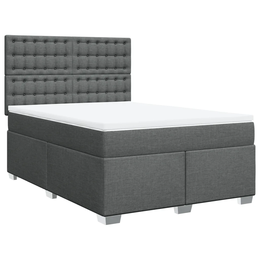 Giroletto a Molle con Materasso Grigio Scuro 140x190 cm Tessuto