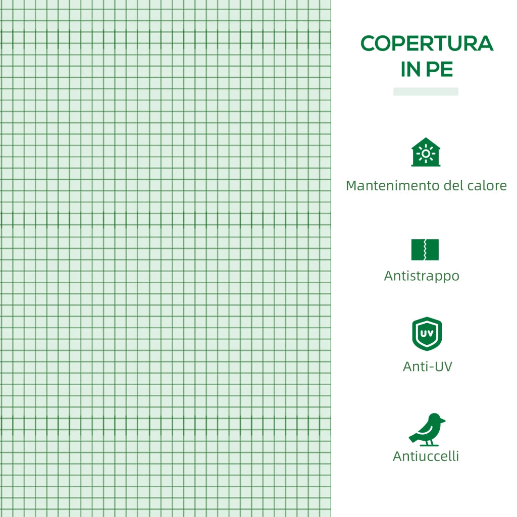 Serra da Giardino e Balcone con Finestre e Copertura in PE ¨C zephmum ¨C Verde 180x90x70cm