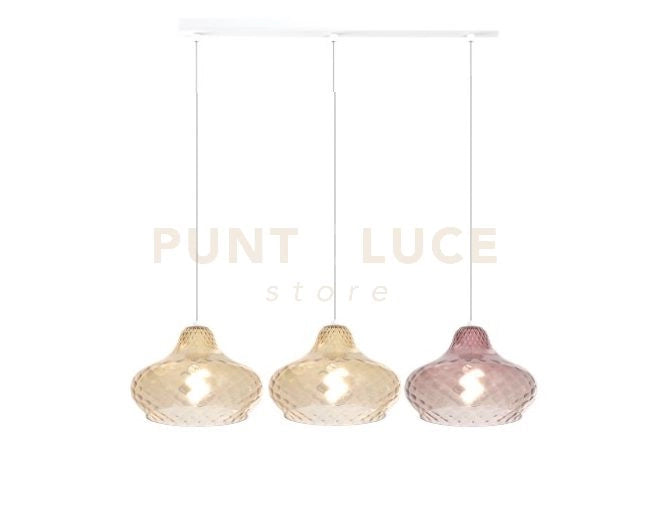 SOSPENSIONE BIANCO 3 LUCI RETTANGOLARE VETRI (2 X PICCOLO AM + 1 X PICCOLO RU) 1191BI-S3 RP-AR