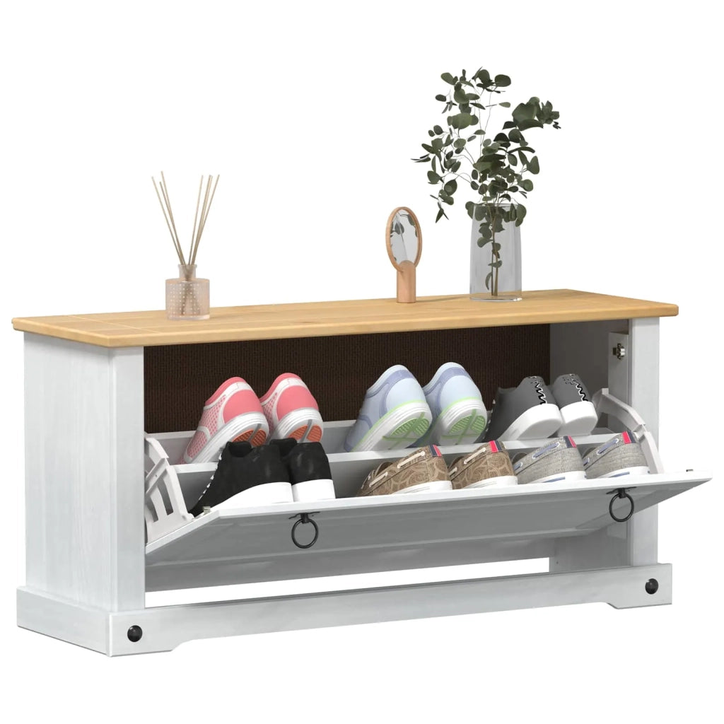 Mobile per scarpe Corona Bianco 99 x 32 x 49 cm Pino massello 42024952