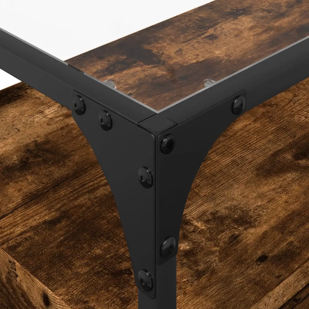 Mobile TV Piano-Credenza per TV-Console TV Vetro Rovere Fumo 98x35x51cm Legno Multistrato