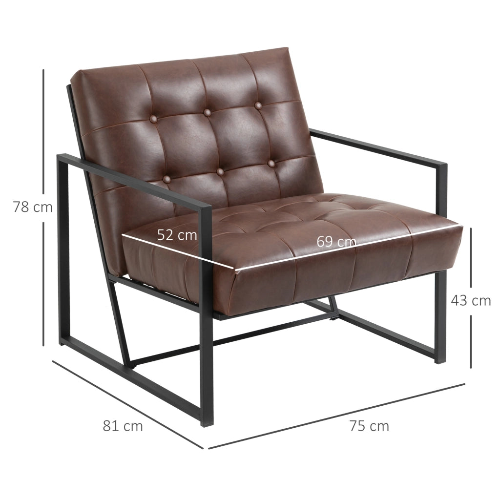 Poltrona Relax Chesterfield ¨C Zephmum ¨C Struttura metallo, capitonn¨¨ nero, rivestimento similpelle cioccolato