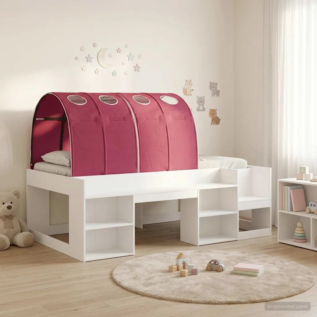Letto con Tunnel 3 pcs Bianco e Rosso Legno multistrato 3423633