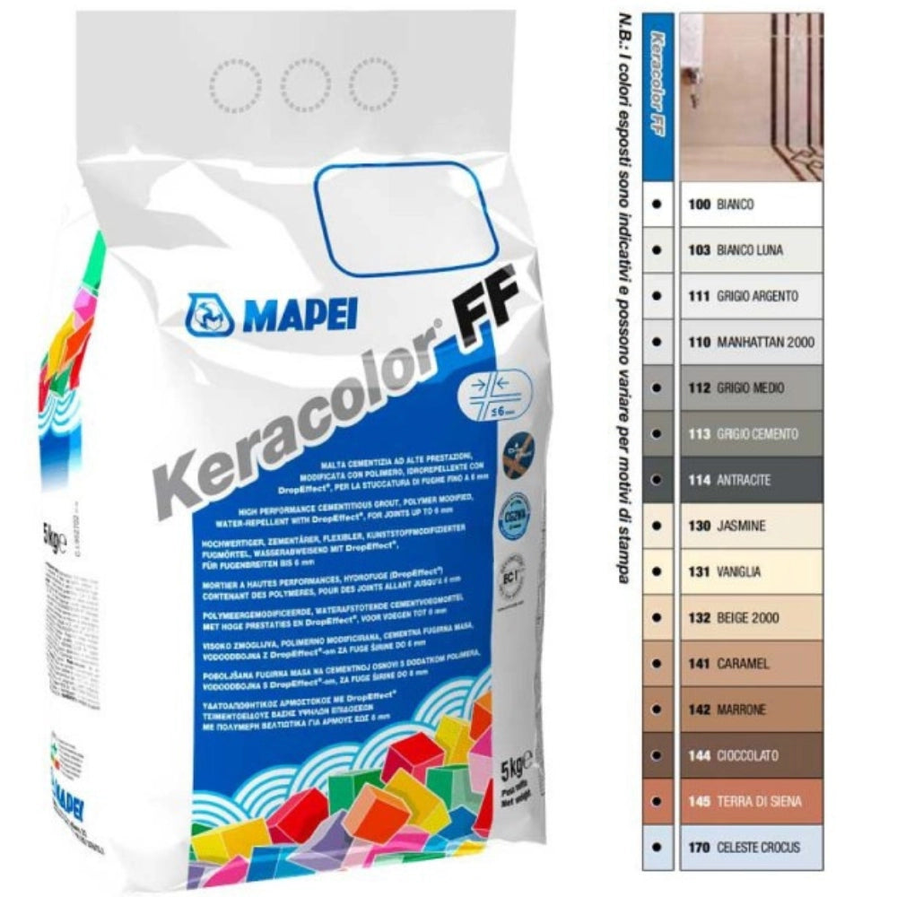 Stucco fughe grana fina ceramiche piastrelle mosaici keracolor ff sacco 5 kg *** colore- vaniglia - 131, confezione 1
