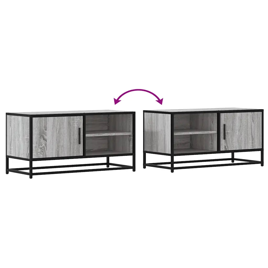 Mobile TV Grigio Sonoma 80x34,5x40 cm Legno Multistrato Metallo 848822