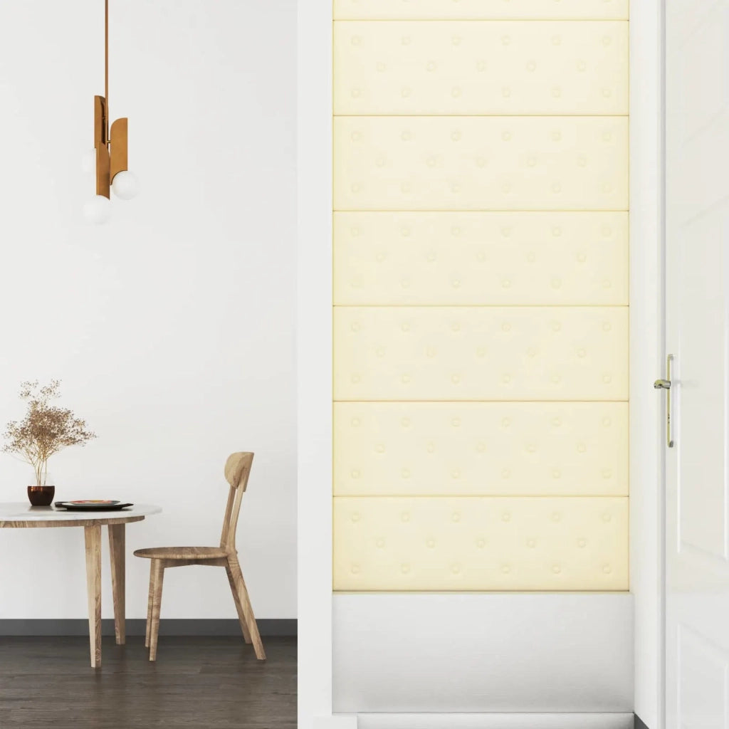 Testiera da Parete 12 pcs Crema 90 x 30 cm Pelle Sintetica 42046521