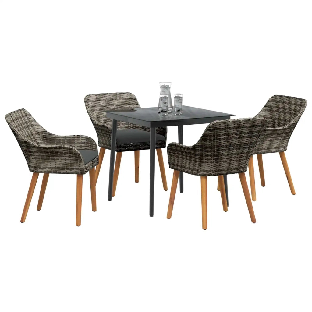 Set da Pranzo per Giardino con cuscino 5 pcs Grigio polyrattan 3261678