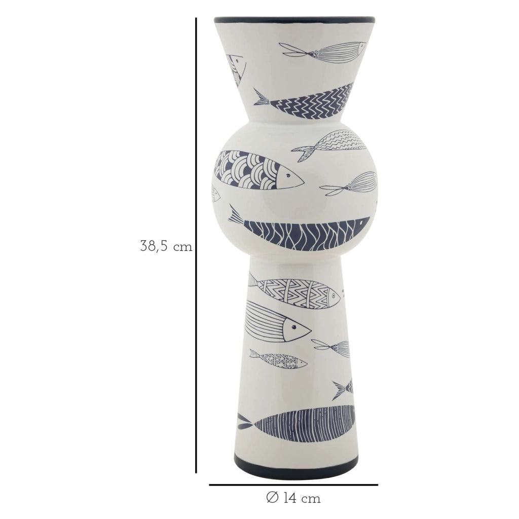 Silva, Vaso Disegni con Pesci, Bianco