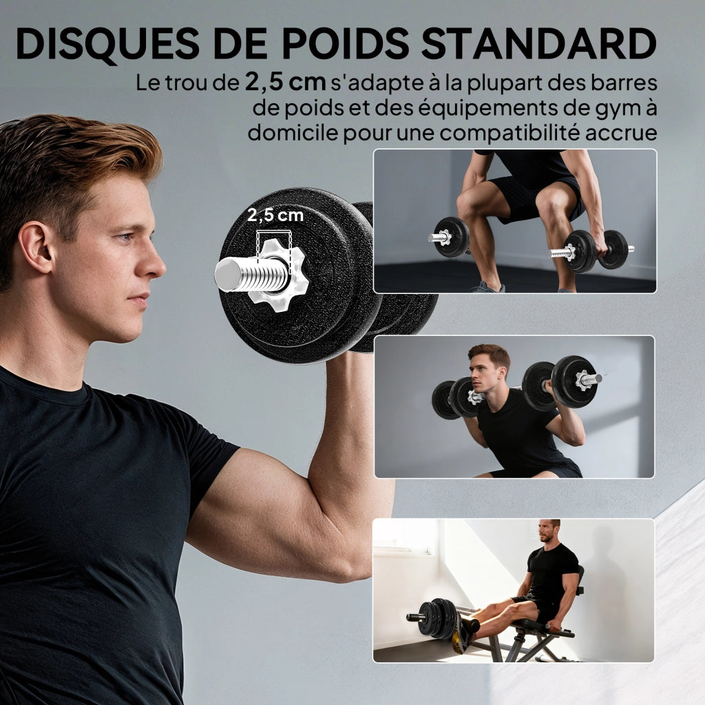 Set di manubri regolabile 2 in 1 20kg ¨C zephmum ¨C nero