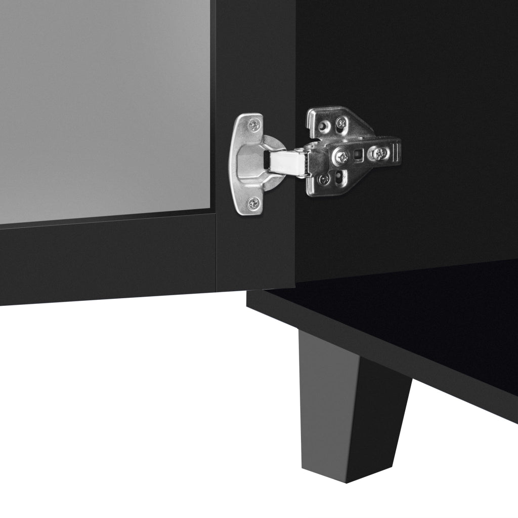 Credenza 160x40x84 cm nera in MDF con 4 ante e ripiani regolabili