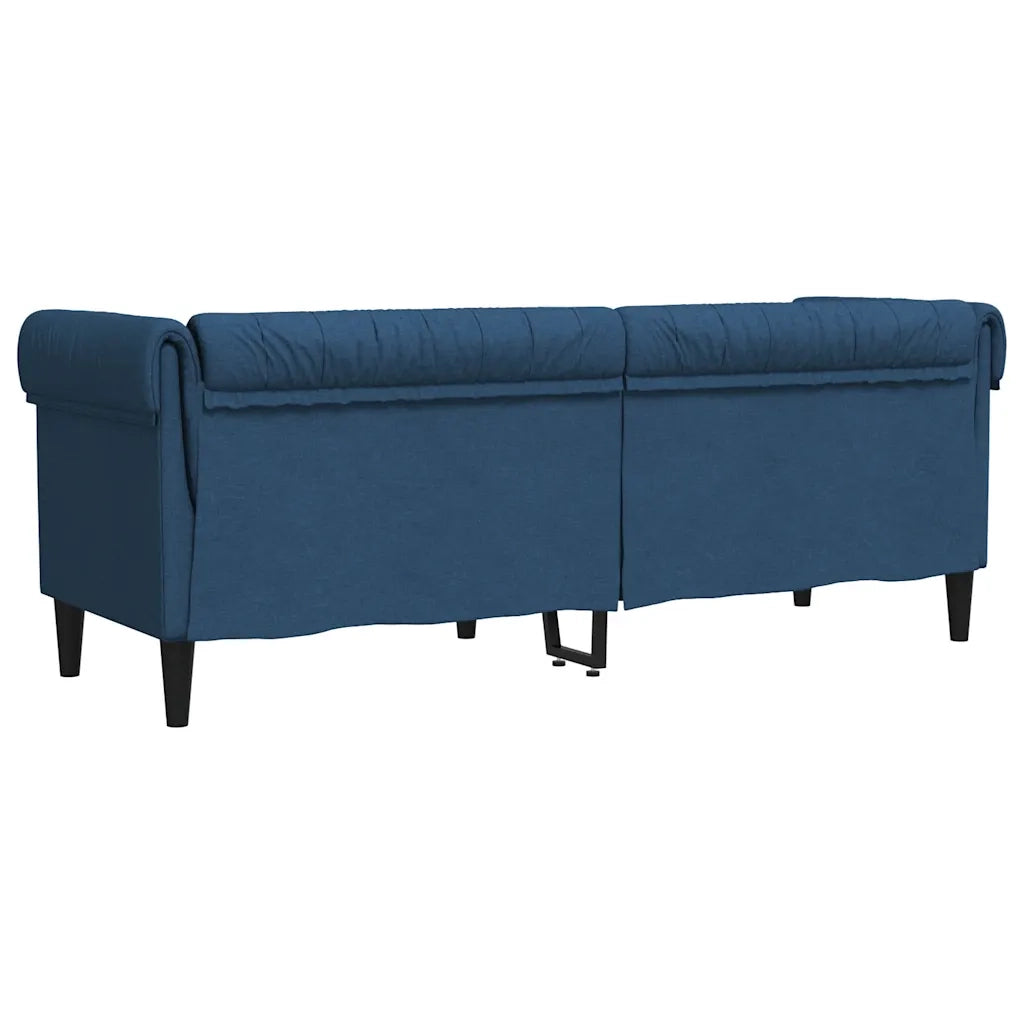 Divano Chesterfield a 3 Posti Blu in Tessuto 372562