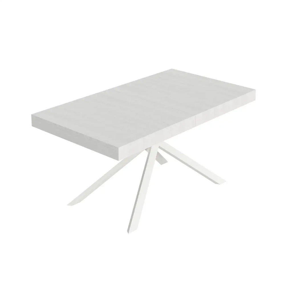 Tavolo allungabile 160/420x90 cm Niket colore bianco frassino gambe bianche