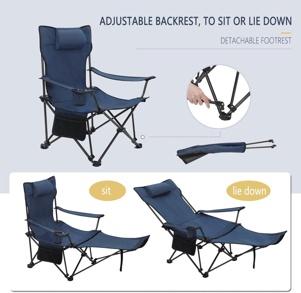 Set di 2 Sedie da Campeggio Sedie Pieghevoli Portatile Leggero, Sedia Pieghevole per esterni per Giardino, Pesca, Picnic, Blu