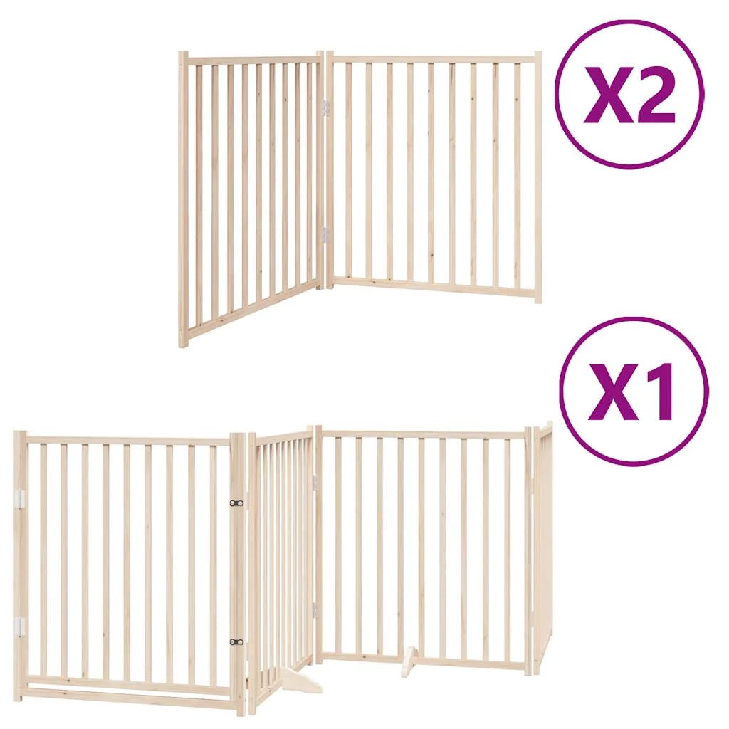 Cancelletto di sicurezza per animali domestici porta pieghevole 8 pannelli legno di pioppo marrone 02_0023241
