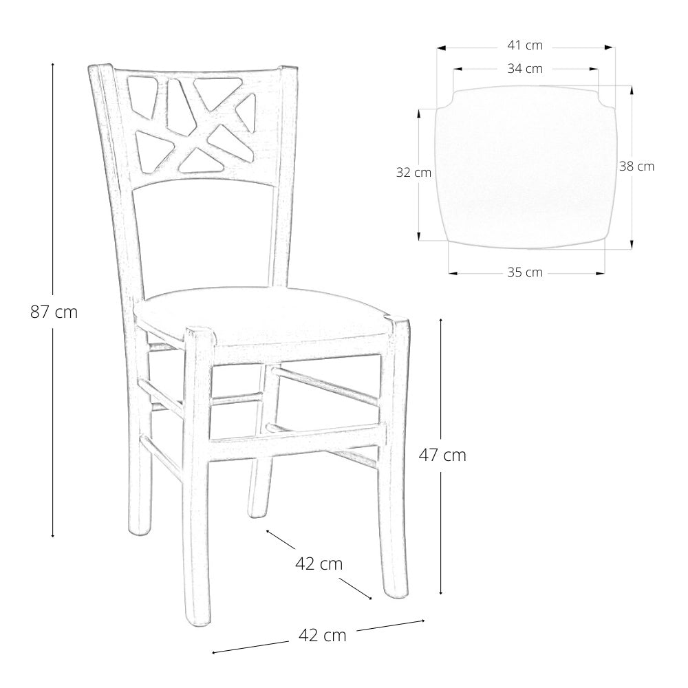 Sedie sala pranzo Sissy in legno noce scuro seduta imbottita tortora set da 2