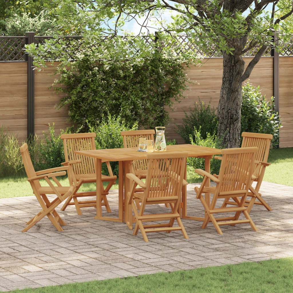 Set da pranzo da giardino in 7 pezzi in legno massello di teak