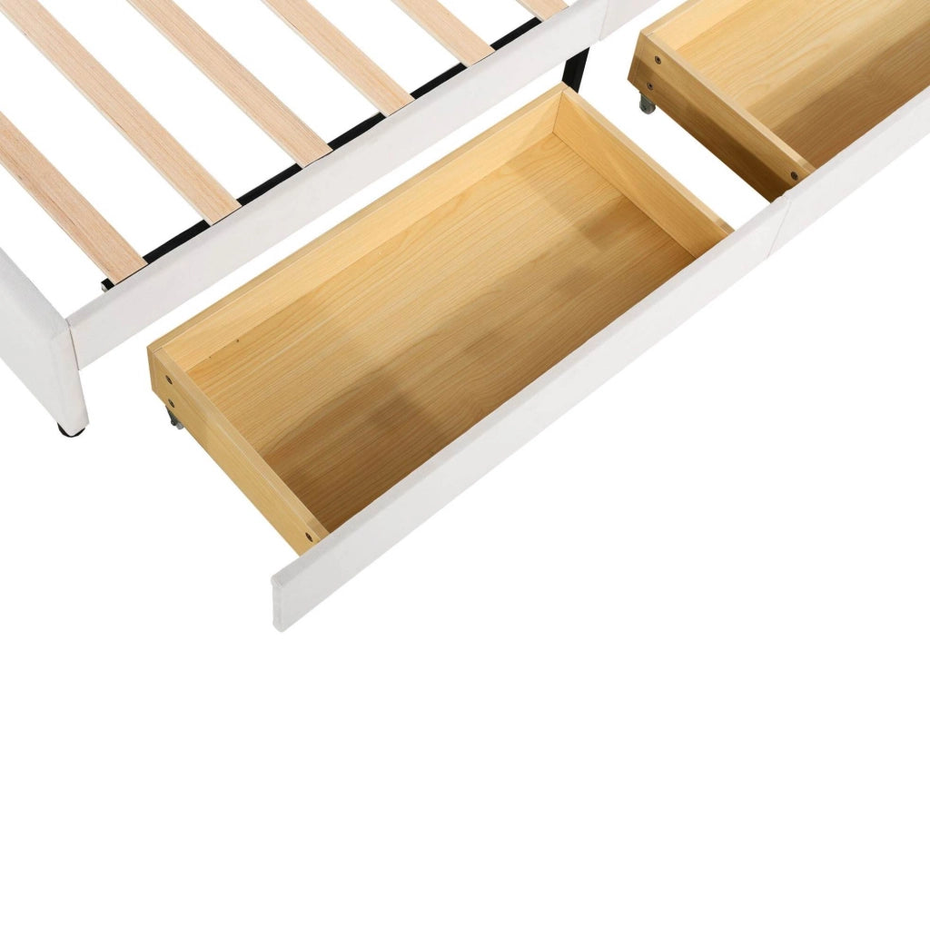 Letto matrimoniale imbottito 140x200 cm con 4 cassetti beige