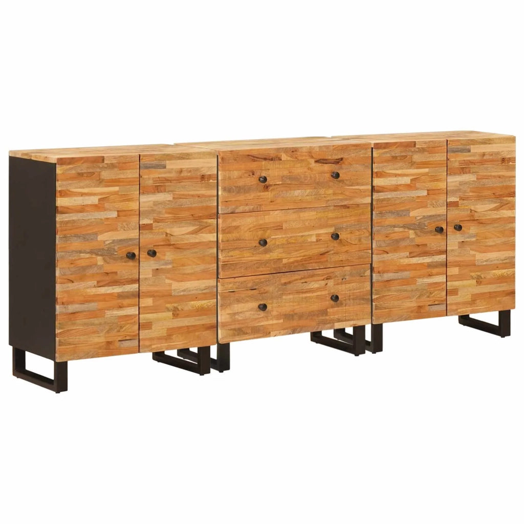 Credenza 3 pz | Madia | Buffet da pranzo | Armadio da pranzo Marrone 60 x 33 x 75 cm Legno di mango massello
