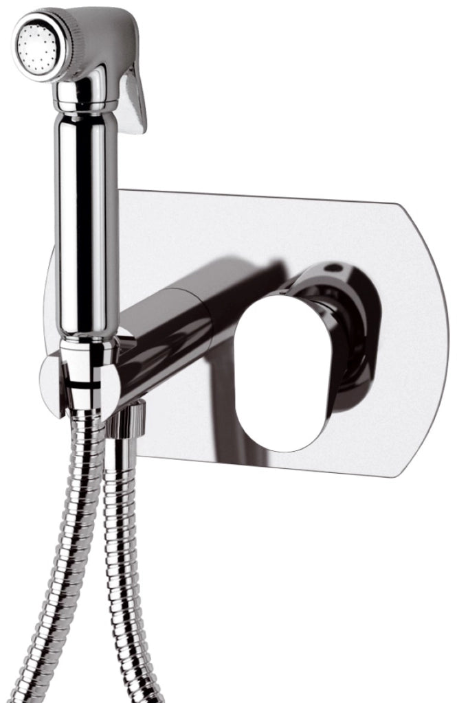 Miscelatore incasso per shut-off con doccetta shut-off, supporto doccia-presa acqua e flessibile doccia.