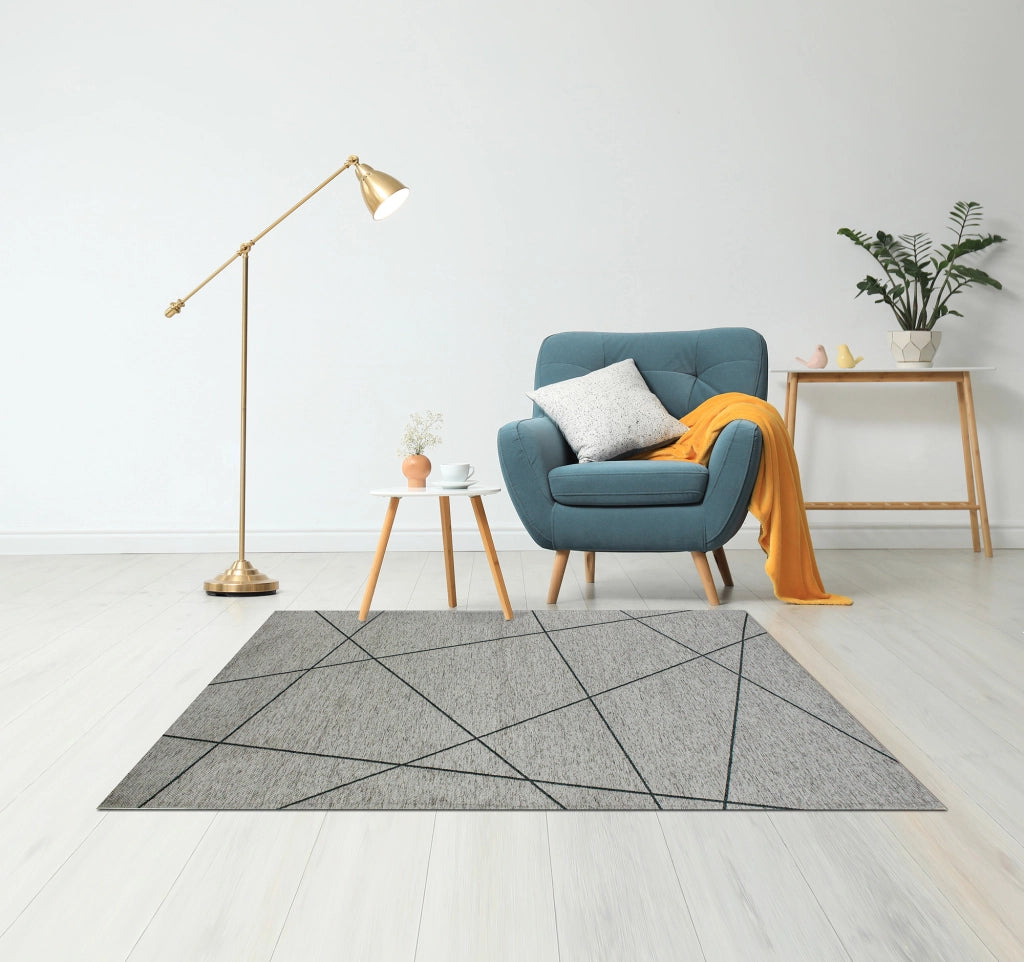 Tappeto Arredo Moderno Morbido in Ciniglia Ingresso Antiscivolo Prodotto Italiano  Soggiorno Camera Salotto Disegni Piazzati Cotone Varie Misure Grande Quarzo/Grigio - 140x200 cm