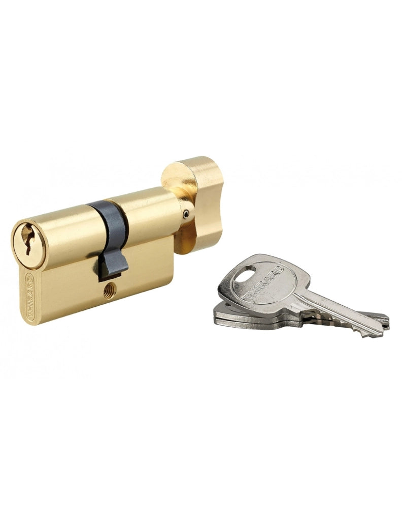 Cilindro STD con pomolo 30 x 30 mm, ottone, 3 chiavi – THIRARD
