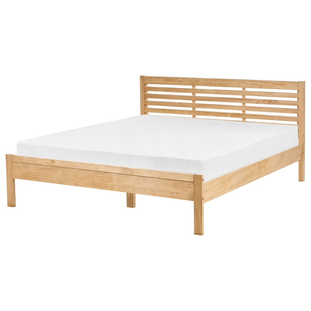 Letto in marrone chiaro 160 x 200 cm testiera e rete a doghe letto grande