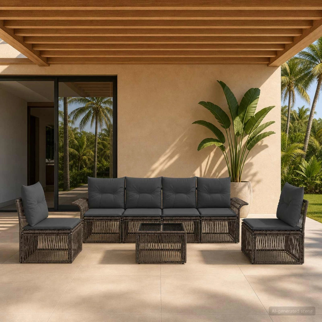 Set Divano da Giardino 7 pz Grigio polyrattan 3434795
