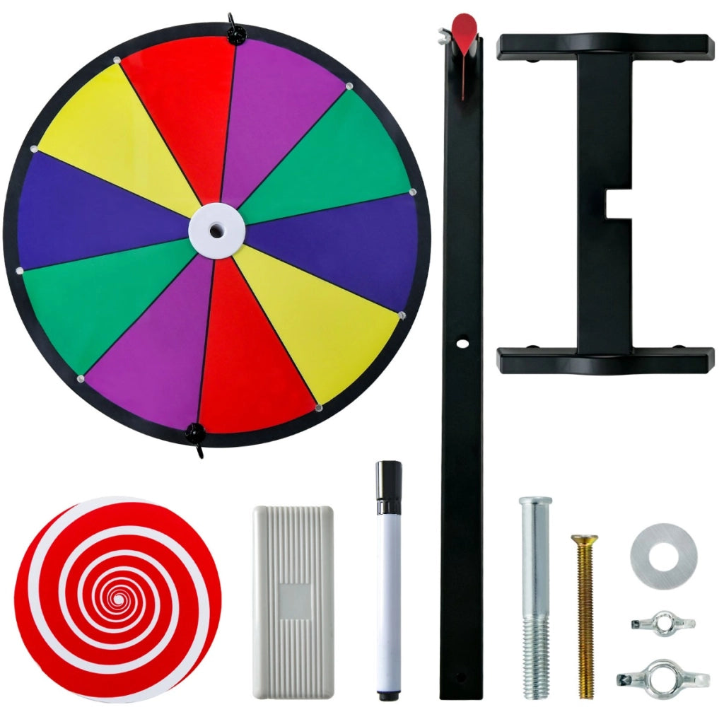 Ruota dei premi da tavolo con pennarello e cancellino, Ruota della fortuna personalizzabile 26x18x39,5cm-Stanza dei giochi