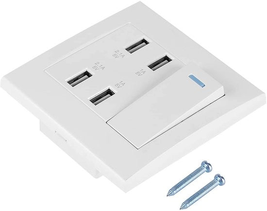 Dispositivo di Alimentazione USB con Interruttore - 4 Porte 5V 2.1A/1A - Per Casa e Ufficio