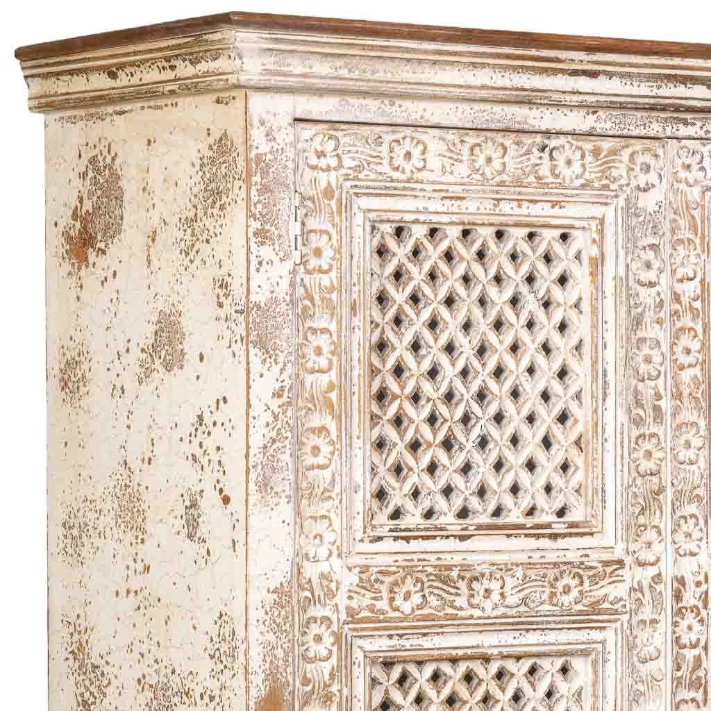 Armadio artigianale in legno bianco 104x43x188h cm