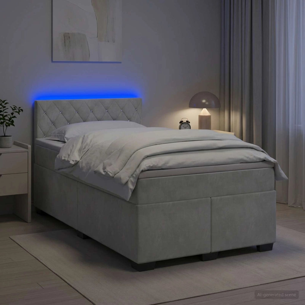 Letto box spring con materasso Grigio Chiaro 120 x 190 cm 3453095