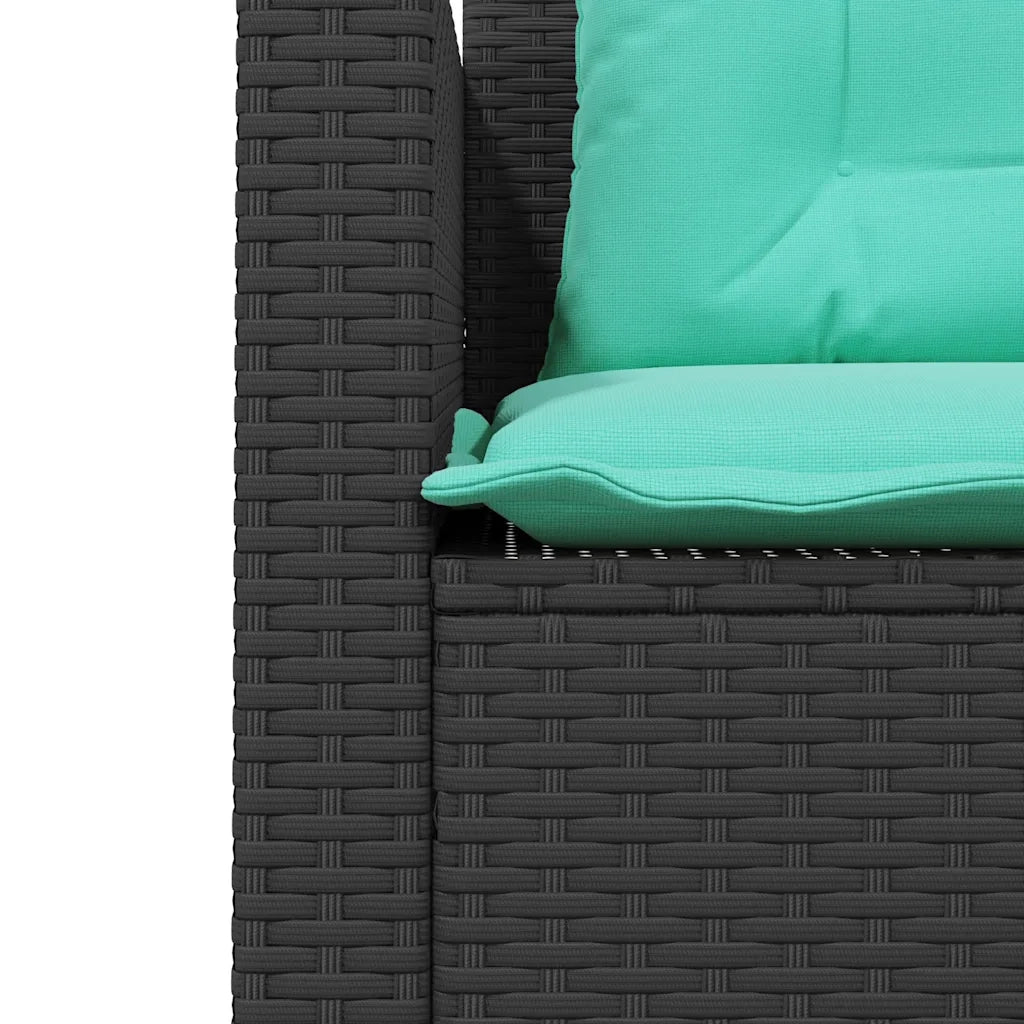Divano da giardino con Tavolino e cuscini a forma di L in Polyrattan Nero 369047