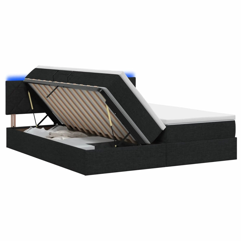 Letto con contenitore LED e materasso Nero 180 x 200 cm Tessuto 3459362
