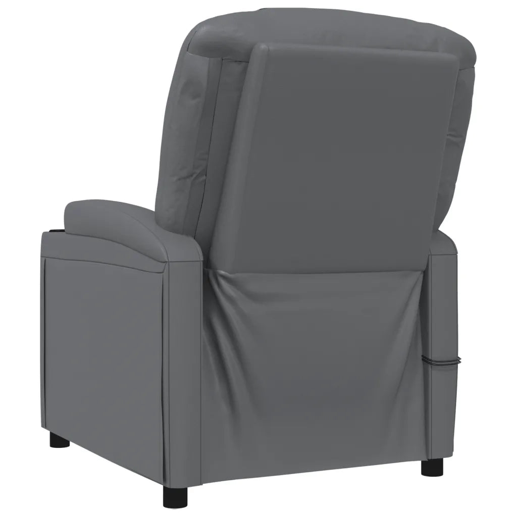 Poltrona Massaggiante | Sedia Relax Elettrica Antracite in Similpelle