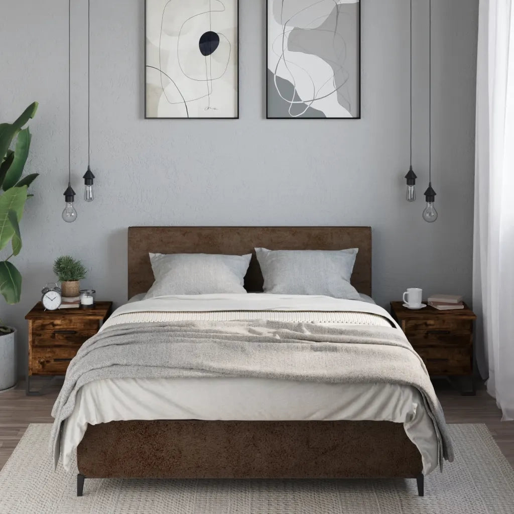 Set di 2 Comodini | Armadio da Notte | Mobiletto da notte Rovere Fumo 40x41x40 cm in Truciolato