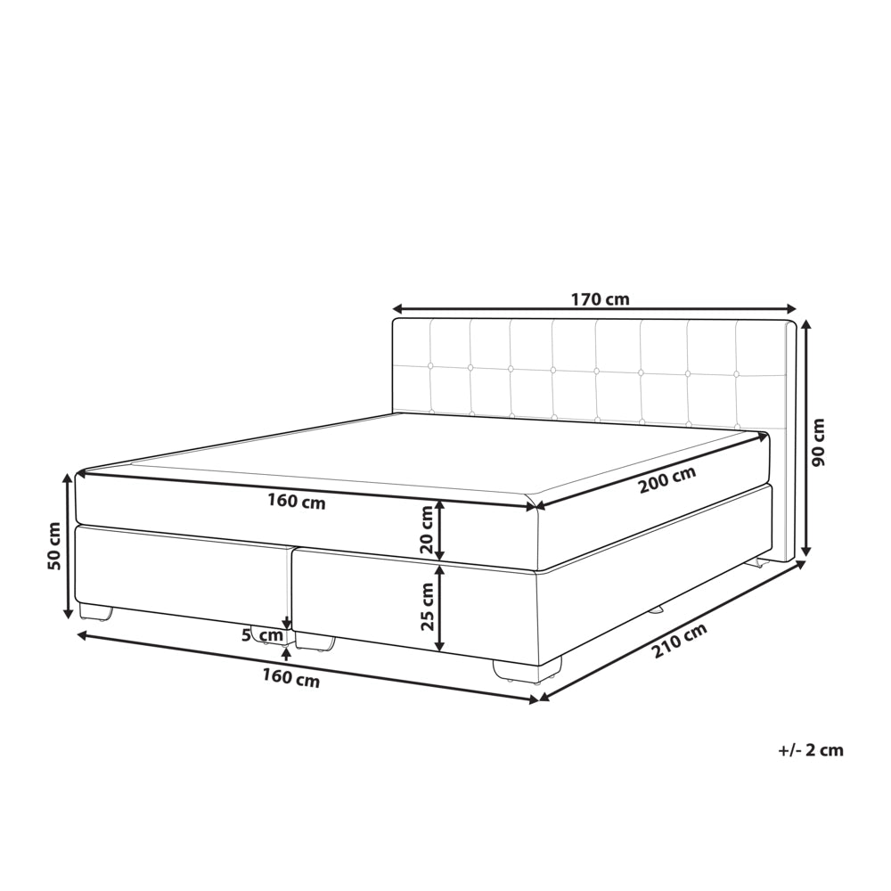 Letto Tessuto Nero Imbottito 160 x 200 cm Struttura Con Testiera Trapuntata E Materasso