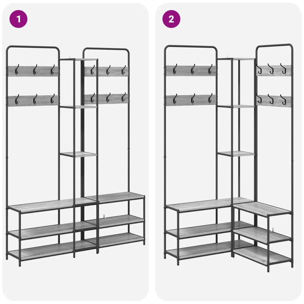 Appendiabiti con panca per scarpe Sonoma grigio 8012047