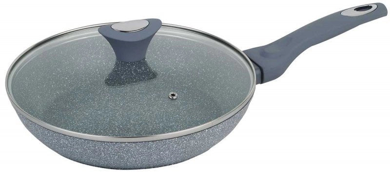 Klausberg KB-7316 Padella in granito da 24 cm con coperchio in vetro