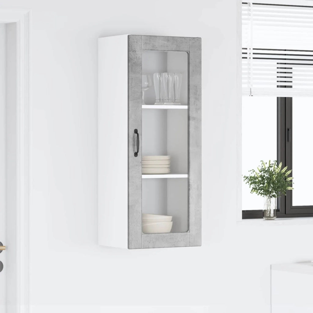 Pensile da cucina | Mobile in vetro da parete PORTO Grigio cemento 40 x 31 x 100 cm