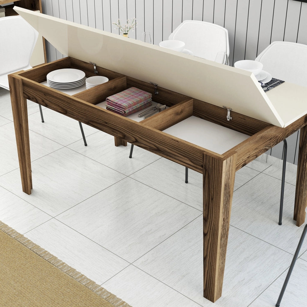 Viverone, Tavolo Fisso 6 Posti, 145x88x75h cm Marrone Noce