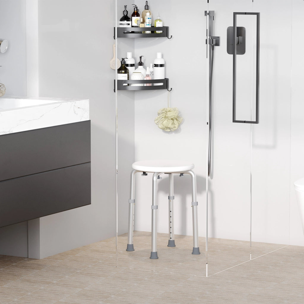 Sgabello da Doccia Regolabile in Altezza ¨C zephmum ¨C Bianco 32.5x41x35.5-54 cm
