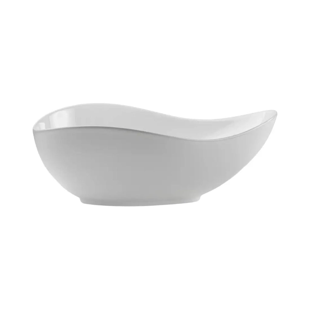 Lavabo da appoggio asimmetrico 51x39 cm in ceramica bianca lucida