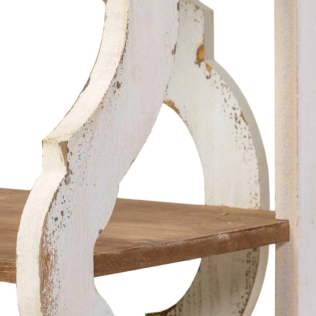 Scaffale in legno marrone e bianco con 3 ripiani 163x42x85h cm